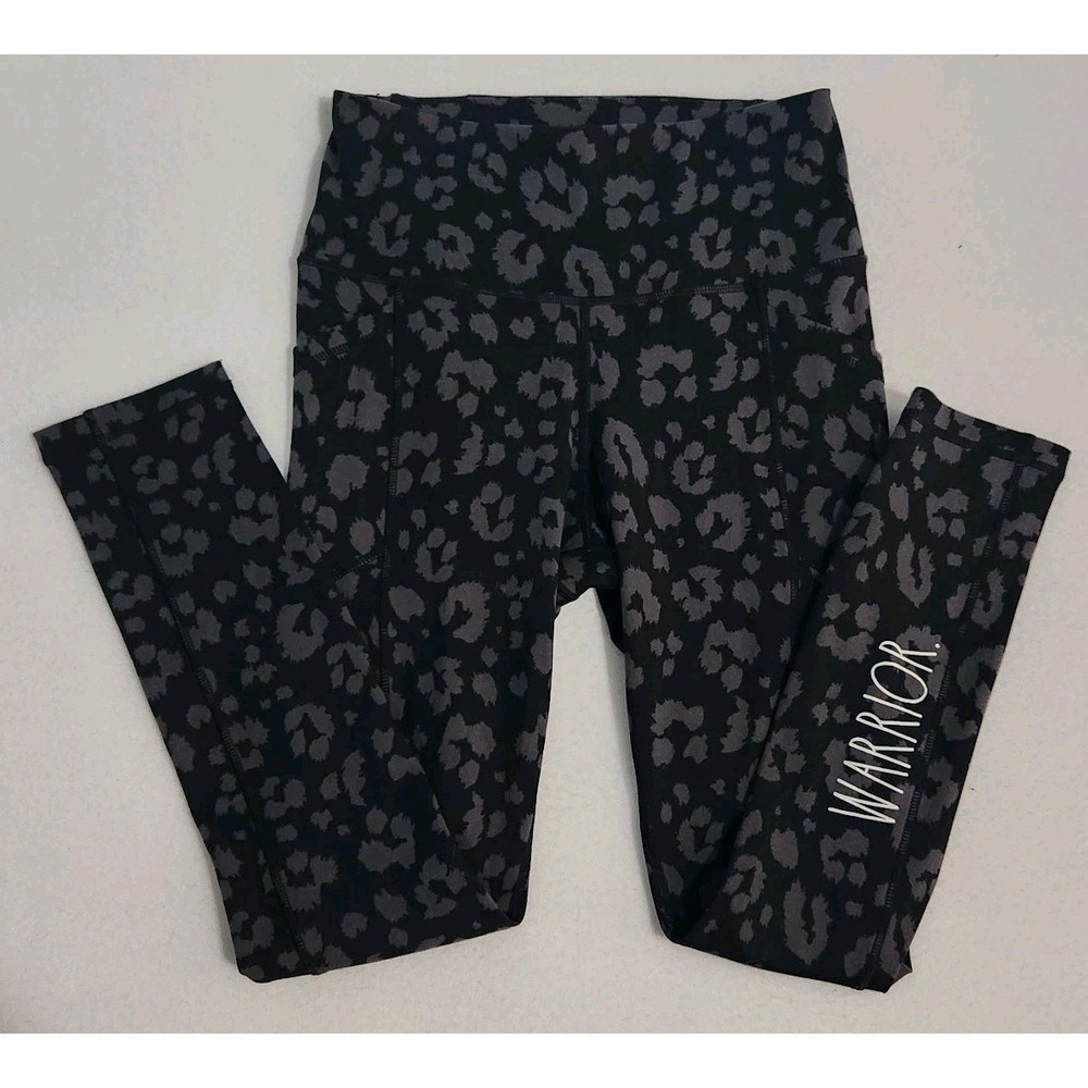 Rae Dunn Warrior Black Leopard Lightweight Joggers Size Small With Pockets